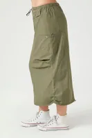 Women's Cargo Midi Skirt in Olive Small