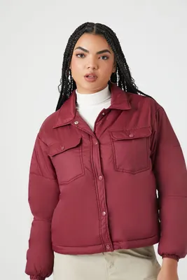 Women's Quilted Puffer Jacket in Wine Small