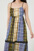 Women's Reworked Plaid Midi Dress in Blue Medium