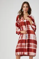 Women's Tie-Dye Striped Kimono in Rust/White Small