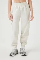 Women's Fleece Cargo Joggers in Oatmeal Medium