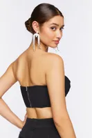 Women's Draped Bustier Tube Top in Black Large