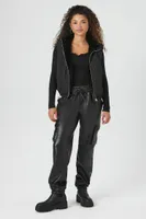 Women's Zip-Up Toggle Drawstring Vest Black