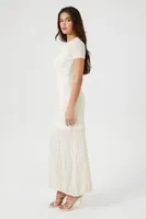 Women's Pointelle Knit Maxi Sweater Dress in Birch Small