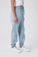 Women's Drawstring Cargo Joggers in Light Blue Small