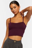 Women's Cropped Sweater-Knit Cami in Plum Medium