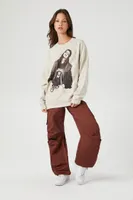 Women's Fleece Aaliyah Graphic Pullover in Taupe Small