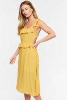 Women's Ruffle Tie-Back Midi Dress in Yellow Gold Medium