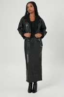 Women's Faux Leather Belted Moto Jacket in Black Small