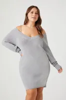 Women's Open-Shoulder Mini Sweater Dress Harbor Grey,