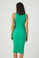 Women's Quilted Bodycon Midi Dress in Green Medium