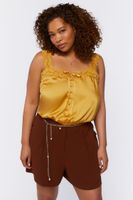 Women's Chain Belt Pintucked Shorts in Chocolate, 3X