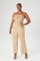 Women's Smocked Lace-Up Jumpsuit