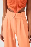 Women's Paperbag Wide-Leg Pants in Apricot Medium