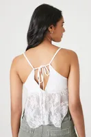 Women's Plunging Lace Cami in White Medium