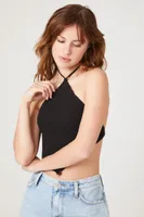 Women's Sweater-Knit Handkerchief Halter Top