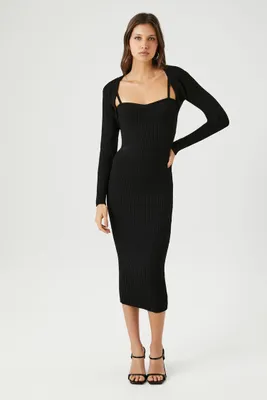 Women's Midi Dress & Shrug Sweater Set