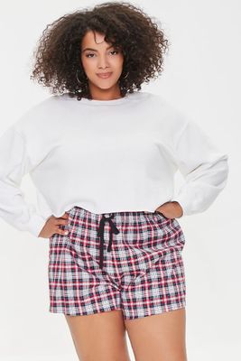 Women's Plaid Flannel Pajama Shorts in Red, 1X