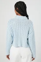 Women's Ribbed Knit Turtleneck Sweater in Light Blue, XS