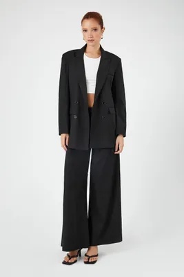 Women's High-Rise Wide-Leg Trousers in Black Medium