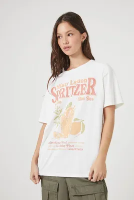 Women's Minty Lemon Spritzer Graphic T-Shirt in White, L/XL