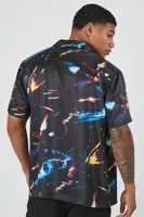 Men Satin Element Print Shirt