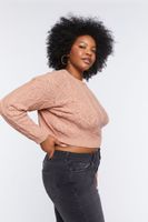 Women's Cable Knit Sweater in Blush, 2X