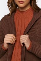 Women's Open-Front Longline Cardigan Sweater in Brown Small