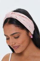 Floral Pin Dot Knotted Headwrap in Peach