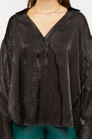 Women's Satin High-Low Shirt in Black Medium