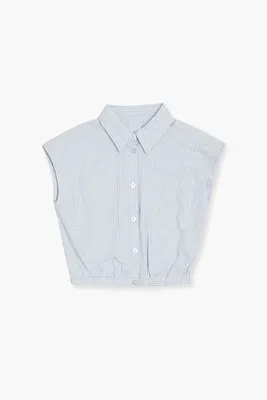 Girls Striped Sleeveless Shirt (Kids) in Blue/White, 11/12