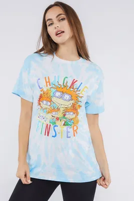 Women's Rugrats Graphic Tie-Dye T-Shirt in Blue, L/XL