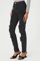 Women's High-Rise Cargo Jeans Black,