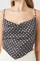 Women's Floral Print Handkerchief Cami in Black Small