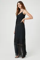 Women's Chiffon Lace-Trim Maxi Dress