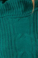 Women's Cable Knit Turtleneck Sweater in Hunter Green, XL