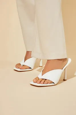 Women's Stiletto Slip-On Thong Heels in White, 5.5
