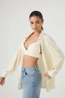 Women's Pleated Shirt & Cropped Cami Set in Cream Medium