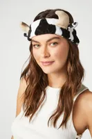 Plush Cow Headband in Black/White