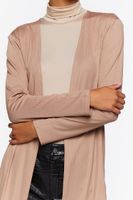 Women's Open-Front Longline Cardigan Sweater in Mocha Large