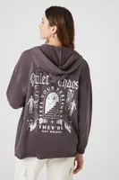 Women's Quiet Chaos Zip-Up Hoodie in Charcoal Medium