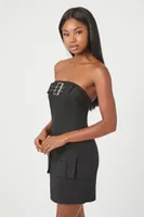 Women's Belted Cargo Mini Tube Dress Black