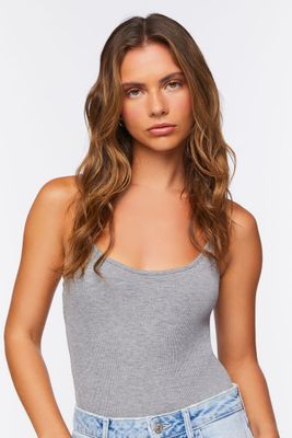 Women's Ribbed Cami Bodysuit in Heather Grey Small