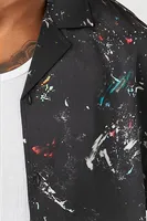 Men Paint Splatter Shirt Black