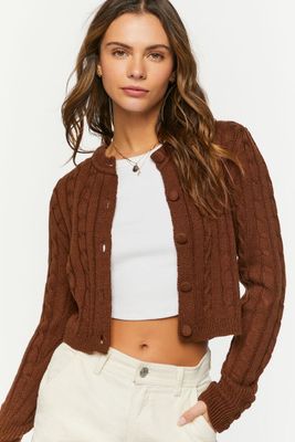 Women's Cropped Cardigan Sweater in Brown Small