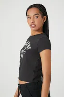 Women's Ribbed Knit Sublime Graphic Baby T-Shirt in Black Large