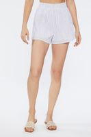 Women's Striped Pull-On Shorts in White Medium