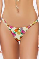 Women's Fruit Print Brazilian Bikini Bottoms in Vanilla, XL