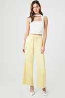 Women's Satin Wide-Leg Pants in Yellow Large