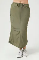 Women's Cargo Midi Skirt in Olive Small